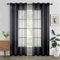 Woaboy Voile Gardinen Vorhänge Transparent Wohnzimmer mit Ösen Stores Gardinen Schlafzimmer Ösenvorhang Scheibengardine Schlaufengardinen Modern 2er Set 140x215 cm (B x H) Schwarz