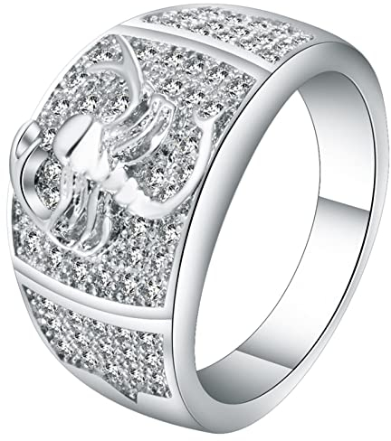 Herren Ring, Ring Silber Zirkonia Damen Größe 60 (19.1) Skorpion mit Kristall Valentinstag Ring Geschenk