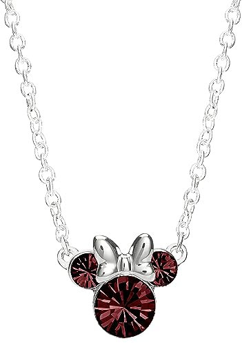 Disney Minnie Mouse Sterling Silver January Birthstone Crystal Necklace