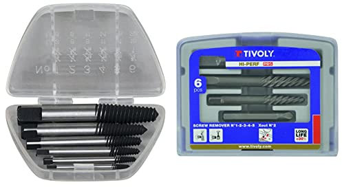 KS Tools 150.1330 Jeu d'extracteurs de goujons pour goujons de M3-M18 6 pièces & Tivoly 11111070001 Extracteurs de goujons/vis endommagées, Gris, Lot de 6 Pièces