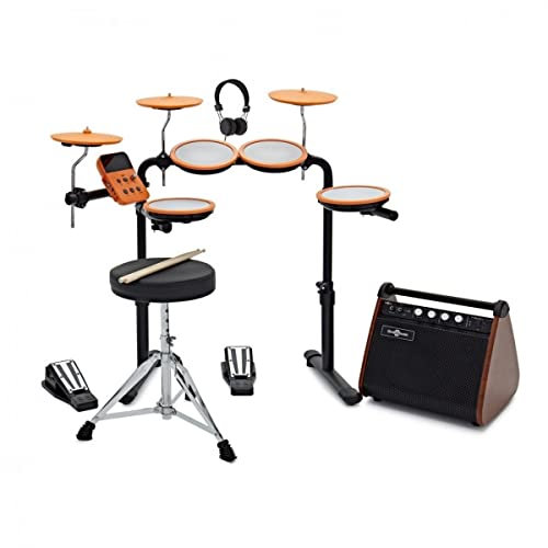 VISIONDRUM Mesh E-Drum Set mit Verstärker und Zubehör für Kinder und Erwachsene, Orange