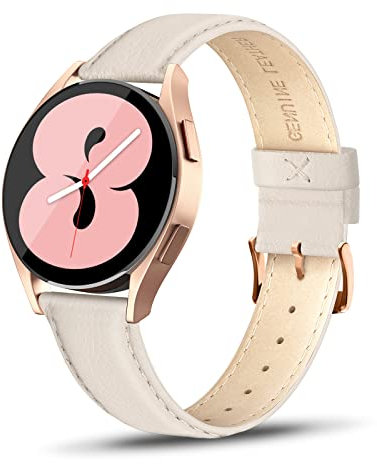 Tuocal Bracelet en Cuir Véritable 20mm Compatible avec Samsung Galaxy Watch 6/5/4 (40mm, 43mm, 45mm, 47mm) de Remplacement