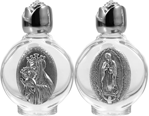 Yardwe 2 botellas de agua bendita vacías de aceite sagrado, botella de cristal, botella de agua, botella de agua para bautizo para llenar para iglesia, viajes, regalos plata