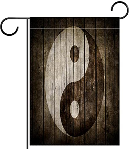 Drapeau de jardin 28x40,Ying Yang Chinois Vintage,Bannière verticale double face,drapeaux extérieurs de décoration de cour de ferme