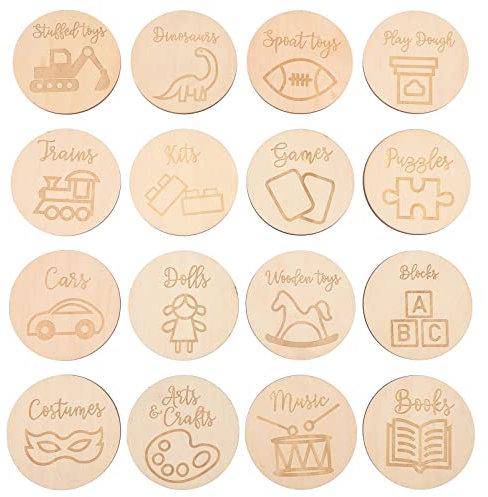 COHEALI 16St vorratsetiketten spielzeug aufbewahrungsbox toy box leuchtstab rose Holzscheiben-Tag zur Organisation runden Kindergarten Holzschild Aufbewahrungskiste Mutter Veranstalter