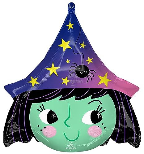 amscan Standard Shape Halloween-Hexe Folienballon S50 verpackt 48 cm x 48 cm