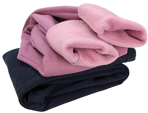 TupTam Ragazze Leggings in Pile 2 Pezzi Invernali Bambina Leggins Termico Foderato Vita Alta, Confezione da 2 Rosa/Blu Scuro, 146