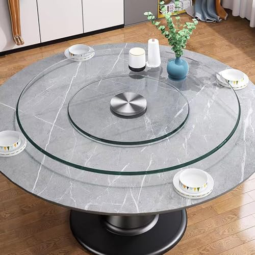 EMENAR 80cm Plateau Rotatif De Cuisine Lazy Susan en Verre pour Table À Manger, Plateau Tournant Rond Transparent Lazy Susan, Verre Trempé Antidéflagrant (Size : 60cm/24in)