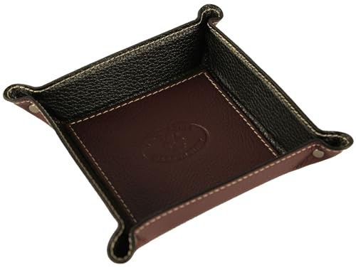 modamoda de - K01 - Dekoschale Taschenleerer Ablage aus Echtleder 16x16x4 cm, Farbe:Bordeauxrot Dunkel