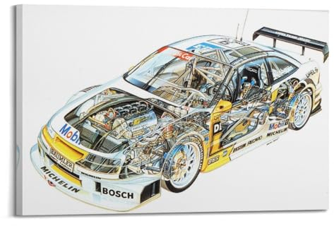 QLLS Klassisches Rennauto für Opel Calibra V6, Anatomie-Poster, dekorative Leinwand, Familienschlafzimmer, Kunstwerk, Bild, Gemälde, 40 x 60 cm