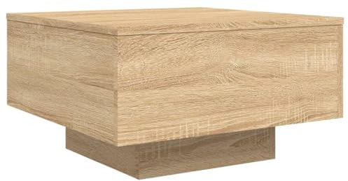 vidaXL Couchtisch, Beistelltisch mit LED-Leuchten, Sofatisch Tisch für Wohnzimmer, Kaffeetisch Teetisch Telefontisch, Modern, Sonoma-Eiche