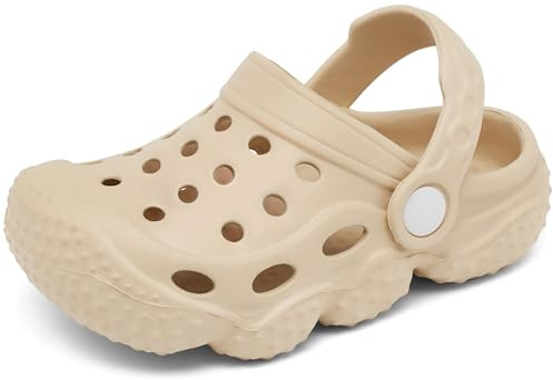 INMINPIN Unisex Niños Zuecos Niño Niña Bebé Sandalias de Playa y Piscina Antideslizante Ligeras Verano Zapatillas Zapatos de Jardín,Beige,25 EU= Fabricante 26