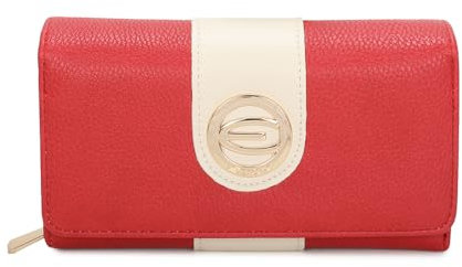 ELIOX Portafoglio Donna Grande in Pelle Pu Elegante Spazioso Capiente Con Portamonete Portatessere Idea Regalo (Rosso)