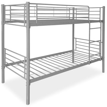 Somnia Descanso - Litera Reforzada Completa con Barandilla y Escalera Metálica, Modelo Rocky, Estructura Tubular, Práctica y Funcional, 90x190