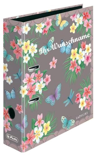 Herlitz Motivordner mit Namensgravur - DIN A4 / 80mm - Ladylike Schmetterlinge