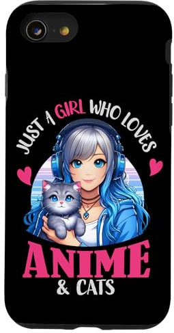 iPhone SE (2020) / 7 / 8 Just a Girl who loves Anime and Cats for Teen Girls, Anime Case