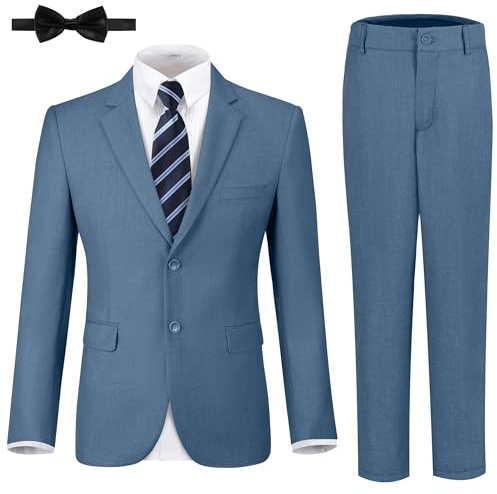 JPF Boys Formal Suits Slim Fit 5 Piece Kids Suit Jacket Pants Set with Dress Shirt and Tie for Wedding Prom
