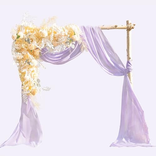 EBETA Hochzeit Volant Querbehang Freihanddeko für Hochzeitsbogen & Traubogen Himmelbett Vorhänge Gardine für Fenster Deko aus Chiffon-Stoff (Lila, 145x600 cm)