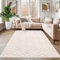 SHACOS Beige Teppich Wohnzimmer Kurzflor 160x230 cm Modern Waschbarer Teppich Schlafzimmer Weich Wohnzimmerteppich Hoch-Tief-Effekt 3D Effekt rutschfeste Teppiche für Kinderzimmer, Esszimmer