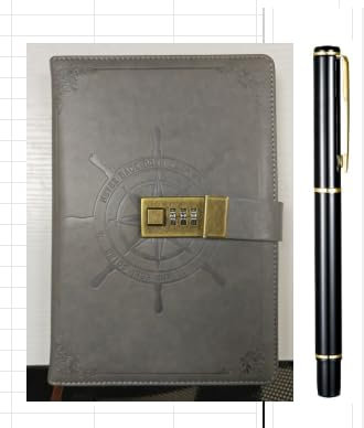 Kesote Tagebuch mit Schloss Notizbuch A5 Liniert Tagebuch für Mädchen Erwachsene Journal mit Stift Passwort Buch Grau, 210 Seiten
