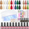 PEACECOLOR Gel Nägel Set, 10 Farben UV Nagellack Set mit UV Lampe Base und Top Coat Nagelset Gelnägel Starterset Nägel Selber Machen Set Nagel Sets Gel Nägel für Anfänger
