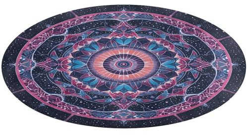 LFDSPYJE Runder Badezimmerteppich, Galaxie-Mandala, Bodenmatte, rutschfeste Bürostuhlmatte, saugfähige Badematte, waschbar, Duschmatte, weicher Bereich, Teppich für Waschbecken, Wohnzimmer,