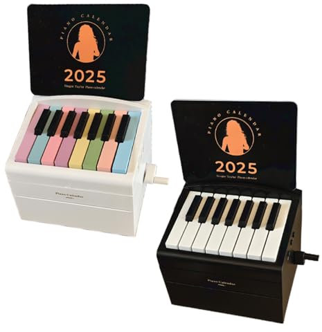 Klavierkalender 2025 Tischkalender Spielbarer Mini Klavierkalender mit 52 Notenpartituren in 27 Musikkalenderkarten 3D Memo Pad Kreativer Zeitmesser Kalender Weihnachten und Geburtstagsgeschenk für TS
