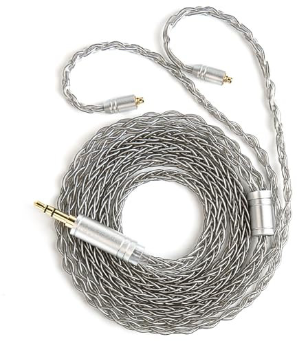 KBEAR ST12 MMCX IEM Kabel, In-Ear-Monitor-Ersatz-Kopfhörerkabel, 8-adrig, 4N OFC, versilbertes HiFi-Kopfhörerkabel-Verlängerungskabel für TIN Audio T2 T3 Shure Kopfhörer (grau, MMCX 3,5 mm)