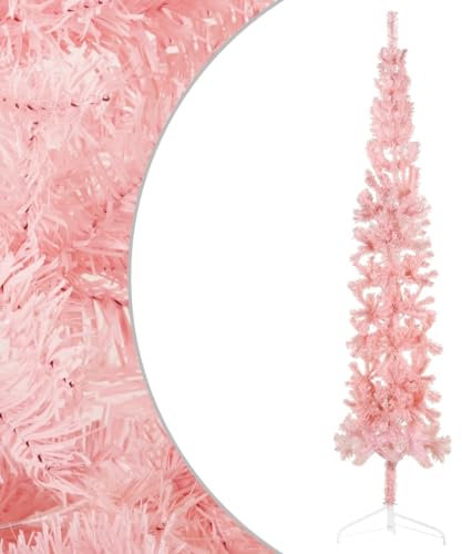 FUDUGEHMIOFWFJJ Albero di Natale Artificiale Sottile a Metà Rosa 240 cm, Adatto per camera da letto, soggiorno, patio, Natale