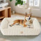 CareCooo Flauschiges Hundebett Große Hunde, Waschbar Abnehmbar, Rechteckig, rutschfest & Komfortabel, Hundekissen, Hundesofa für Große Rassen, weiß, L(92x69x20cm)