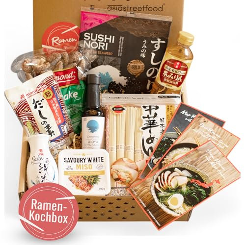 asiastreetfood Premium Ramen-Kochbox – Food-Box mit Zutaten inkl. Ramen Nudeln & Rezeptkarten für 3 Ramen-Suppen – Für Miso-Ramen, Shoyu-Ramen & Shio-Ramen – Geschenkidee für Asia-Food-Liebhaber
