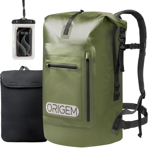 Origem Wasserdichter Rucksack Rolltop 35L/55L/85L, Dry Bag für Kajak | Wasserfester Seesack-Rucksack mit Computereinsatz, für Angeln, Rafting, Tauchen, Boot, Kajak und täglichen Gebrauch