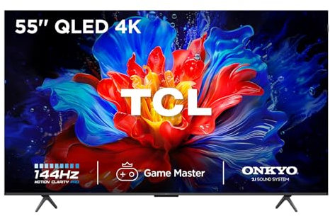TCL 55P8K-UK 55 4K 144Hz Gaming QLED Onkyo 2.1 Dolby Atmos Google TV with Dolby Vision & HDR 10+