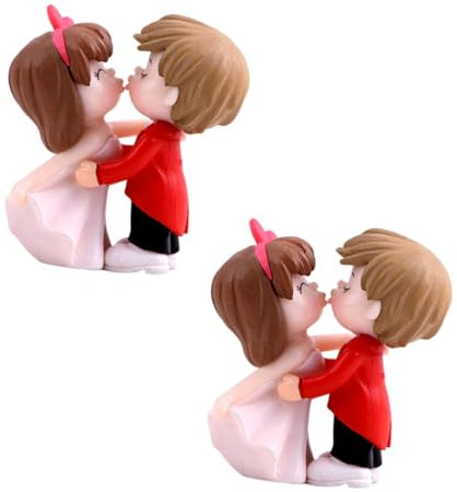 JOINPAYA Süße Kuss Puppen Statue Set Kuchen Dekoration Leicht Zu Reinigen Miniatur Paare