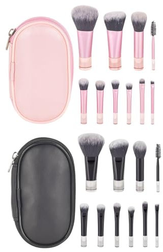 2 Make-Up-Pinsel-Sets, Inklusive Aufbewahrungstasche, Make-Up-Pinsel Mit Kurzem Griff, Multifunktions-Make-Up-Pinsel, Tragbares Make-Up-Pinsel-Set Für Die Reise, Beauty-Accessoires