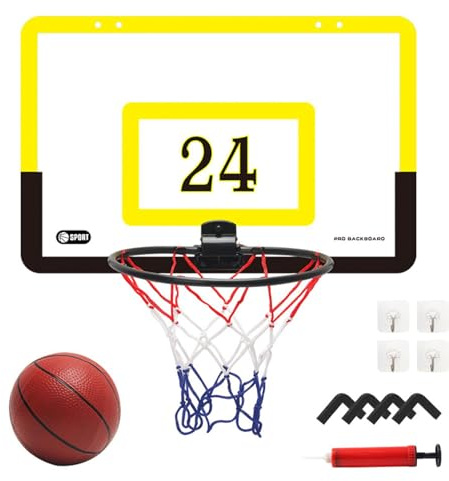 Basketball Hoop for Door - Over The Door Basketball Hoop | No Punch Basketball PVC Ball Board Wall Mounted, Basketball Hoop for Indoor Games