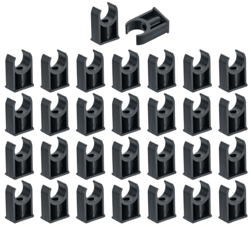 sourcing map 30Pcs PVC Water Pipe Clamps Clips, U-Shaped Tubing Hose Buckles, Irrigation Tube Holder for 20mm OD for TV Trays Tubing Hose Hanger Support Tubing, Black