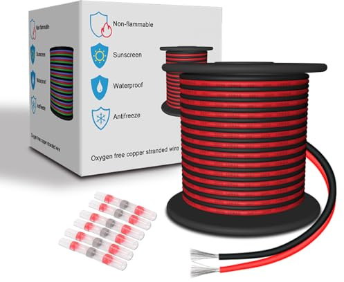 LEADTOPS Cavo Elettrico in Silicone 18 AWG Rosso/Nero 15,24 Metri/colore 2x0.82mm² 2 Fili 18/2 Cavo Flessibile in Rame Stagnato Intrecciato