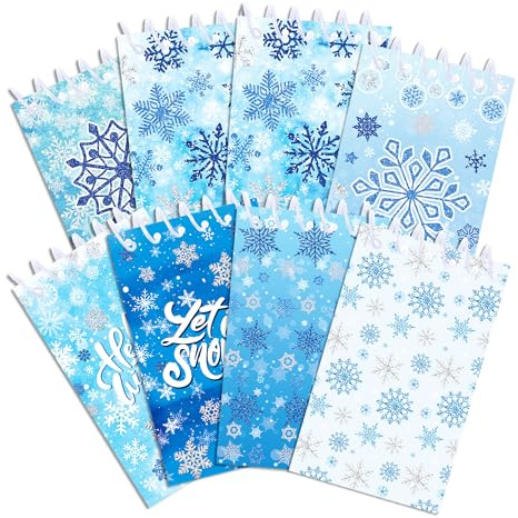 CC HOME 8 Stück Mini Notizbuch Schneeflocken Notizbücher To Do Listen Block Weihnachten Gastgeschenke Mini Spiralblock Notizblöcke Spiral Notizbuch für Geburtstag Party Klassenzimmer