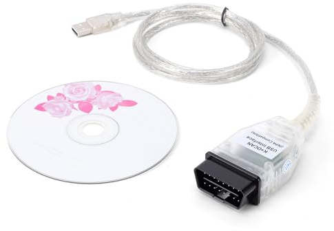 K+DCAN Diagnosekabel,OBD2 Scan Diagnosetool mit CD für Fehlerlesen,Codierung und Spannungsmessung, Kompatibel mit BMW E60 E90 E46 E83, 150cm USB Auto-Diagnosewerkzeugkabel für K-CAN und D-CAN Systeme