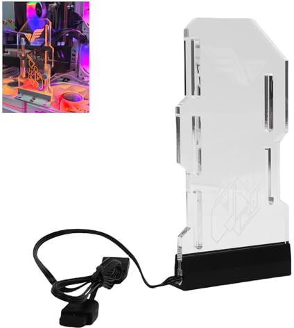 Plyisty Addressable GPU Support Bracket, 5V 3PIN Acrylic Transparent Graphics Card Support Built in 5V ARGB Strip, GPU Brace Video Card Sag Holder