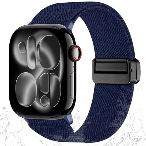 Mastten Waterproof Elastic Straps Compatible with Apple Watch Strap 44mm 46mm 45mm 49mm 42mm - Sport Magnetic Band for Apple Watch 11 Strap with iWatch SE Series 11 10 9 8 7 6 5 4 3 2 1 Ultra, Blue