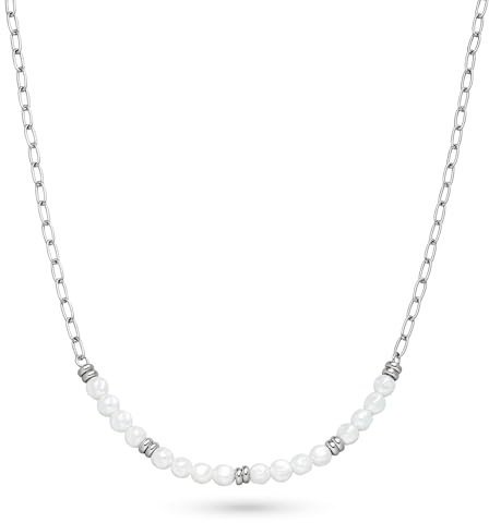 s.Oliver Damen Schmuck – Edelstahl Halsketten und Armbänder mit Perlendetail – Stilvoll & Modern – Perfekte Geschenkidee