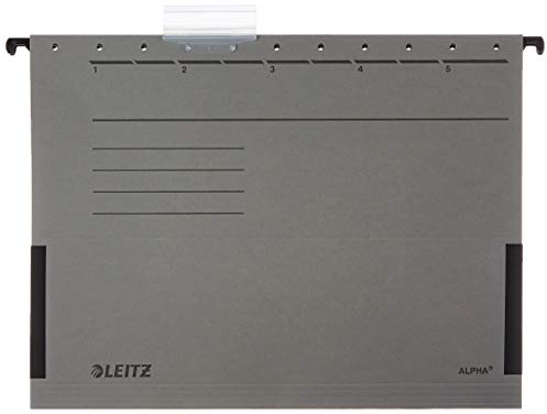 Leitz 19863085 Hängetasche Alpha , seitlich mit Fröschen, Colorspankarton, 5 Stück, grau