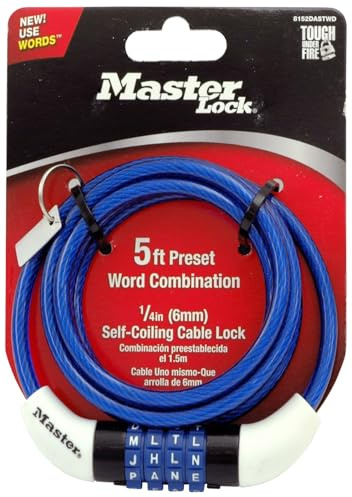 Master Lock 8152DASTWD Self Coiling Cable Lock, Yellow, Pack of 1