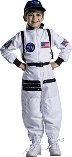 Dress Up America Costume da Astronauta NASA per Bambini – Tuta Spaziale Bianca – Vestito di Carnevale e Halloween Realistico per Bambino e Bambina Gioco di Ruolo
