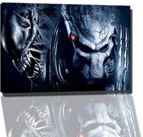 Alien Vs. Predator Bild auf Leinwand -- 120x80 cm fertig gerahmte Kunstdruckbilder als Wandbild - Billiger als Ölbild oder Gemälde - KEIN Poster oder Plakat
