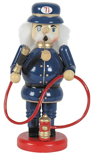 OBC Räuchermännchen Feuerwehrmann, H: 15 cm, blau, handbemalt im Kunsthandwerks-Stil