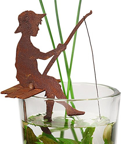 FVLFIL Edelrost Kleiner Angler Kantenhocker 29x30cm