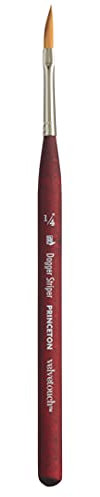Princeton Velvetouch Artiste, Mixed-Media Brush for Acrylic, Watercolor & Oil, Series 3950 Dagger Striper Luxury Synthetic, Size 1/4